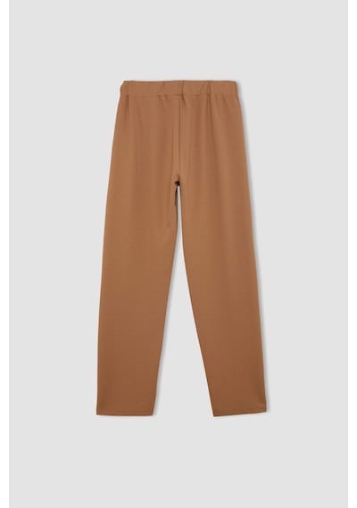DeFacto Pantolon Straight Fit Lastikli Bel Piliseli Basic Düz D4405AX24WNBN233 Kahve