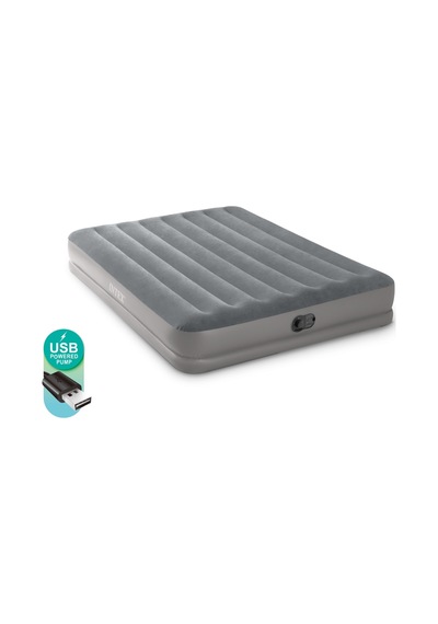 Intex Usb Pompalı 30 Cm Queen Prestij Orta Yükseklikte Şişme Yatak 203x152x30cm Gri