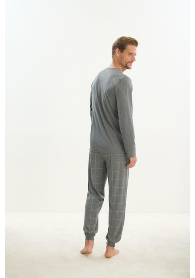 Sevim Erkek Uzun Kol Gri Melanj Pijama Takım C4t2n5o9 001