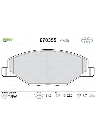 Skoda Fabia 2 On Fren Balatasi 1.6 Tdi 2011-2013 Valeo 670355