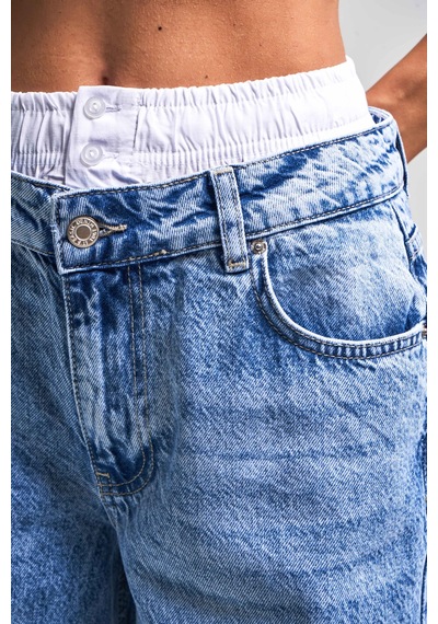 Itsbasic Kadın Mavi Kot Rengi 4s5-4 Boxer Detaylı Palazzo Fit %100 Koton Denim Jean Mavi 4s5-4 Itsbasic Kadın Mavi Kot Rengi 4s5-4 Boxer Detaylı Palazzo Fit %100 Koton Denim Jean Mavi 4s5-4