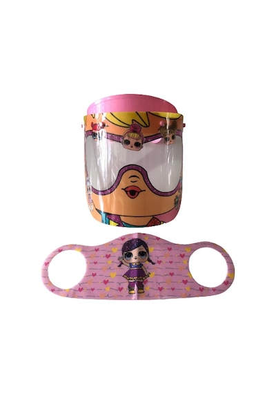Gürbey Lol Bebek Baskılı Çocuk Siperlik + Prenses Desenli Çocuk Maske