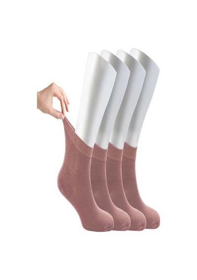 Ozzy Socks Kadın 4 Çift Bambu Lastiksiz Sıkmayan Diabetik Bilek Çorap Greyfurt