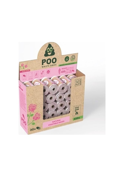 Poo Dışkı Poşeti 15 Yaprak Gül Kokulu 30lu Paket