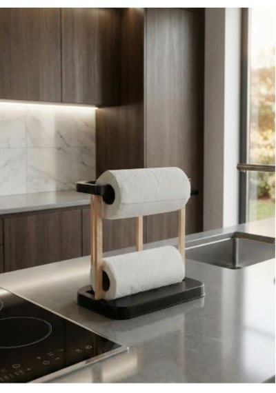 Nwood Nh-01 Masif Ahşap Mutfak Banyo Kağıt Havlu Organizer Açık Ahşap