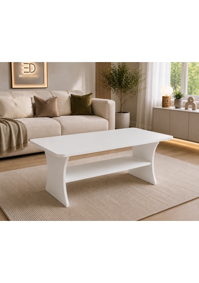 Vera Orta Sehpa, Alt Raflı Orta Sehpa, 100 X 60 Cm, Yükseklik 50 Cm, Kavisli Tasarım, Demonte Beyaz Vera Orta Sehpa, Alt Raflı Orta Sehpa, 100 X 60 Cm, Yükseklik 50 Cm, Kavisli Tasarım, Demonte Beyaz