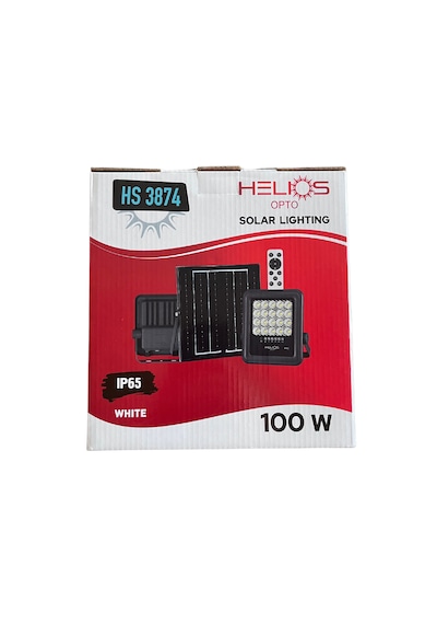 Helios 100w Led Solar Projektör Monokristal Panel Ip67 Uzaktan Kumandalı