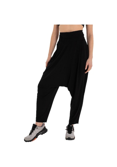 Inguz Beli Katlanabilir Yoga Şalvar Siyah