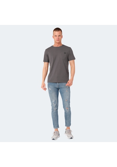 Slazenger VESELA Erkek Cepli Koyu Gri Tişört