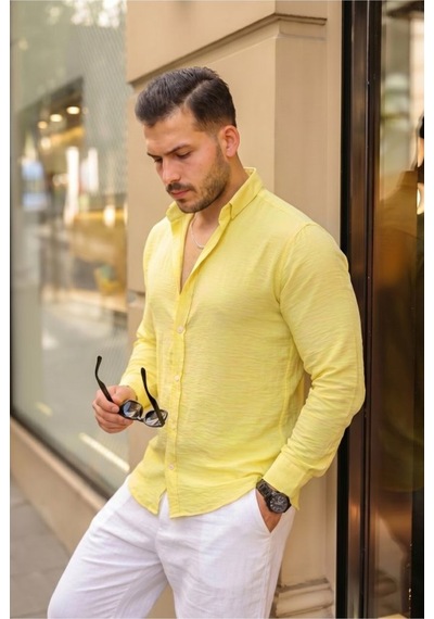 Butik İstanbul Erkek Uzun Kollu Beyaz Düğmeli Pera Keten Gömlek Butik İstanbul Erkek Uzun Kollu Beyaz Düğmeli Pera Keten Gömlek