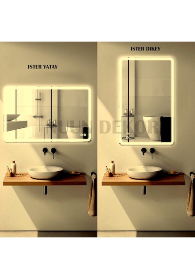 100x80 Cm Buğu Çözücülü Di Kdörtgen Ayna Di Mmer Özelli Kli Gün Işığı