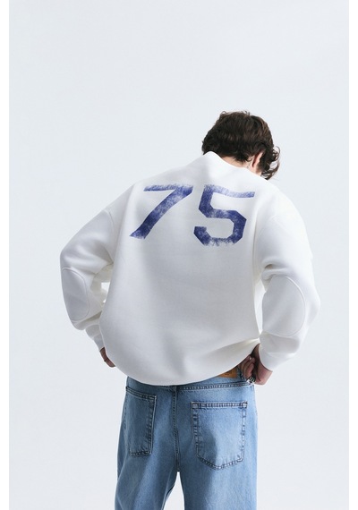 Vamos Miami Baskılı Bisiklet Yaka Sweatshirt Ekru