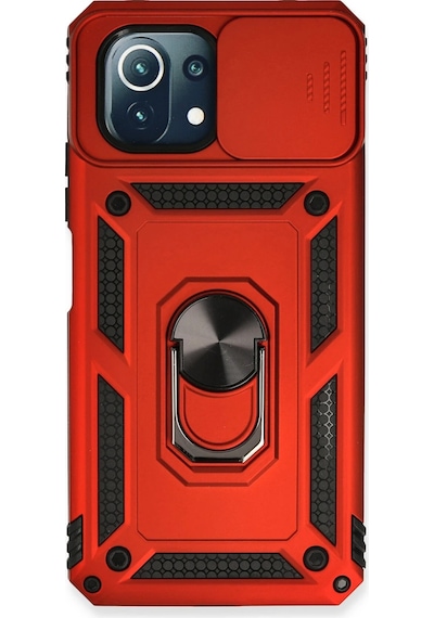Hnrlıshp Newface Xiaomi Mi 11 Lite Kılıf Pars Lens Yüzüklü Silikon - Kırmızı
