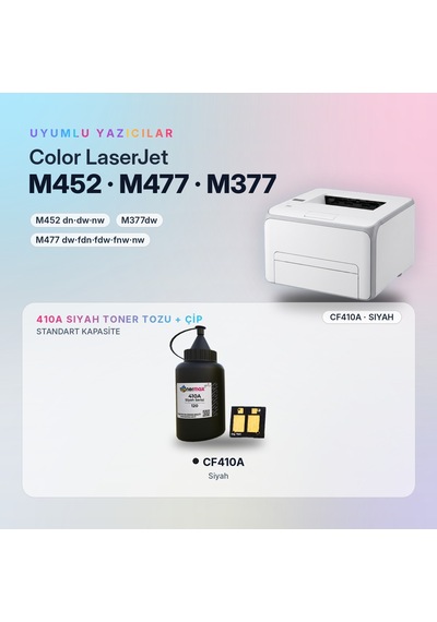 Hp 410a Cf410a Toner Tozu + Çip Siyah 120gr / Color Laserjet Pro M452 / M477 / M377