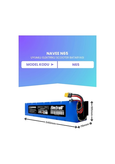 Navee N65 Uyumlu Batarya Eko Kapasite 48v 9.600mah Elektrikli Scooter Bataryası Çok Renkli