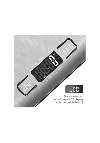 Tr Techfit Tf-1002 Dijital Mutfak Terazisi, 5 Kg Kapasiteli, Paslanmaz Çelik, Lcd Ekran, Dara Fonksiyonlu, G/ml/oz/lb Genel