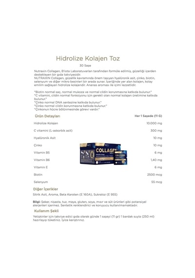 Collagen 30 Saşe 10000 Mg, 4 Adet, Hidrolize Kolajen Toz