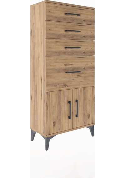 Arges Dolap 4 Çekmeceli 2 Kapaklı 60x30x134 Çam-çam Çam