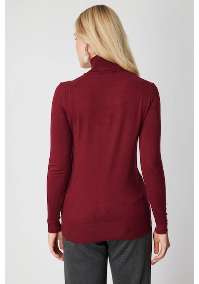 On Fashion Kadın Boğazlı Bordo Kazak 63503 Bordo