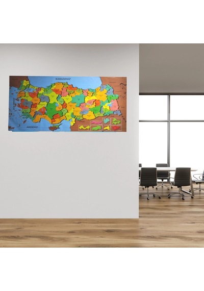Renkli Türkiye Haritası Manyetik Yapıştırıcı Gerektirmeyen Duvar Stickerı 118 Cm 56 Cm 5580 Çok Renkli