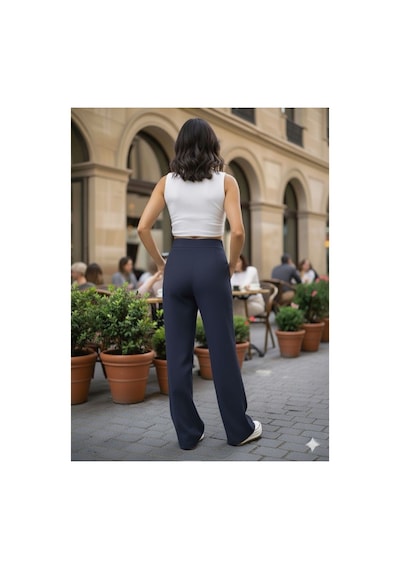 Unika Boutique Milano Premium Yüksek Bel Pileli Plazzo Kumaş Pantolon 2026 Laciverttt