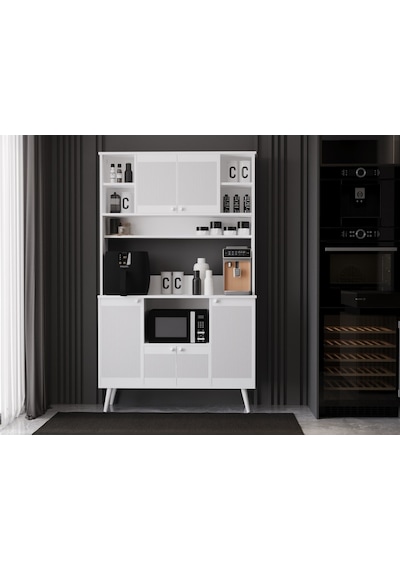 Melura Kahve Köşesi 120 Cm %100 Mdf Çok Amaçlı Dolap Beyaz