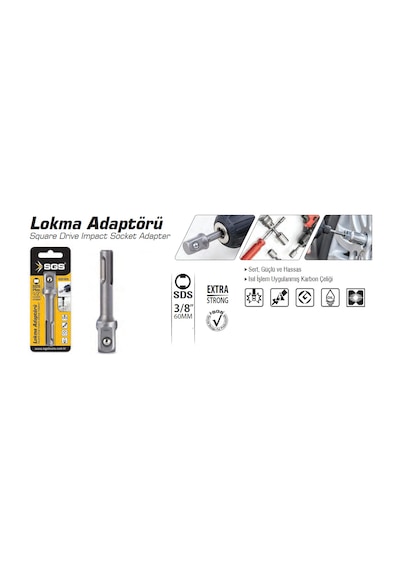 Sgs Lokma Adaptörü 3/8 x 60 Mm ( Sds Uç ) -