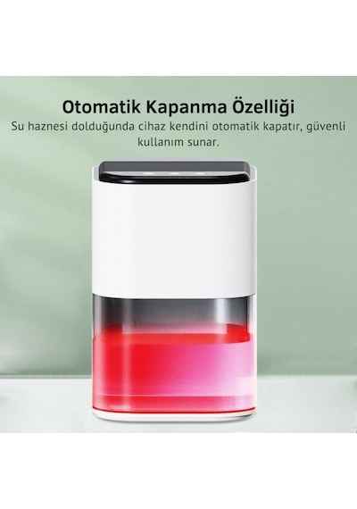 Coofbe 2000ml Işıklı Banyo Mutfak Dolap Nem Alma Cihazı Mantar Rutubet Nem Küf Önleyici Dehumidifer Beyaz