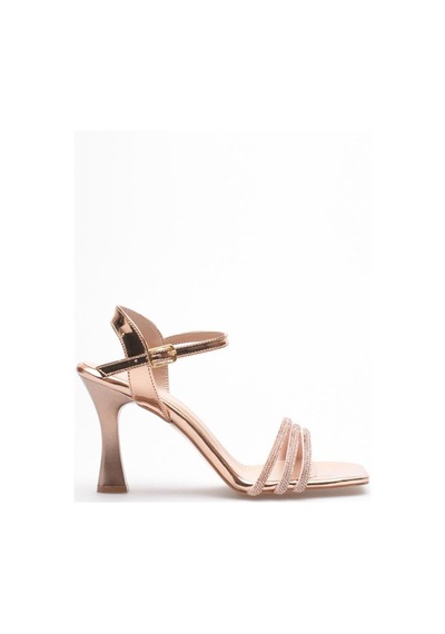 Trendella Rose Gold Taşlı İnce Topuklu Abiye Sandalet Tr20my15g Bakır