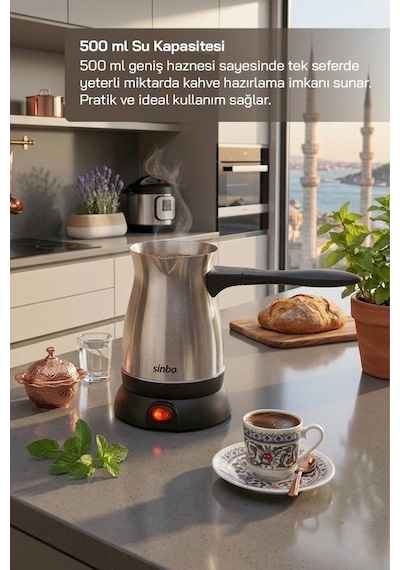 Sinbo Scm-9038 Elektrikli Türk Kahve Makinesi 5 Fincan 500 Ml Paslanmaz Çelik Cezve