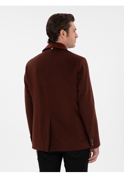 Cacharel Pas Slim Fit Yün Karışımlı Kaşe Kaban Kahverengi
