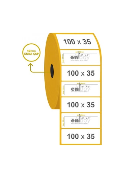 100MM X 35MM Kuşe Etiket 1250'lü 10 Rulo