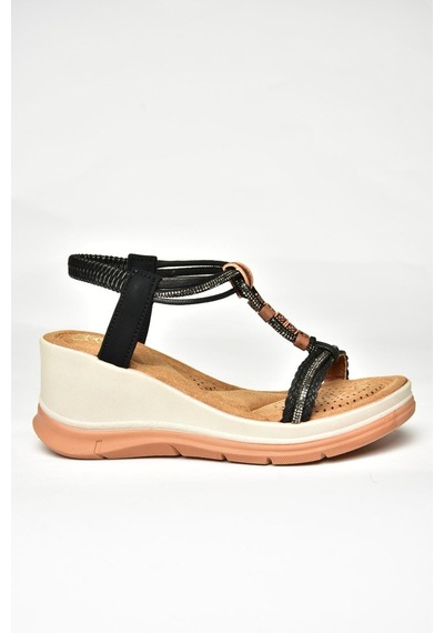 Fox Shoes U258925909 Siyah Dolgu Tabanlı Kadın Sandalet Siyah