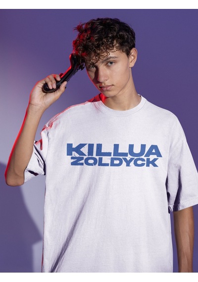 Sevbano Killua Zoldyck Sırt Baskılı Unisex Oversize Anime Tişört Beyaz