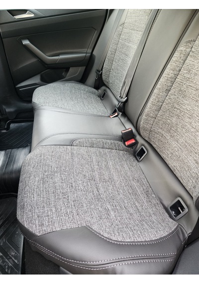 Volkswagen Taigo Uyumlu Araca Özel Deri Oto Koltuk Kılıfı 1585566 Siyah-Gri