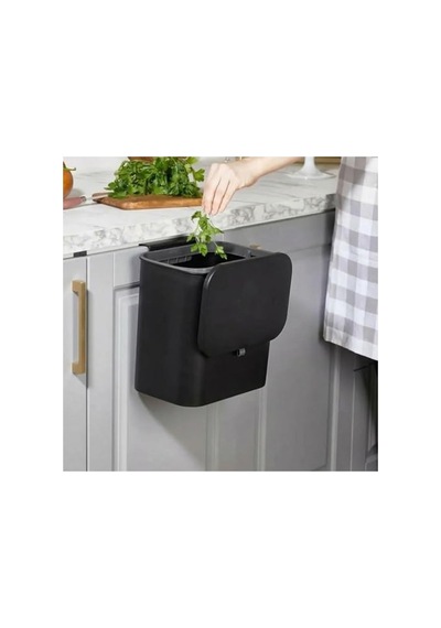 Duvara Asılabilir 15 Litre Kapaklı Çöp Kovası, Mutfak Ve Banyo İçin Açık Bej