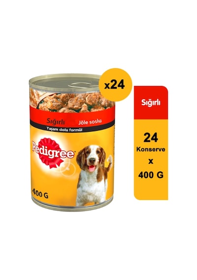 Pedigree Jöle İçinde Sığır Etli Konserve Yetişkin Köpek Maması 24 x 400 G