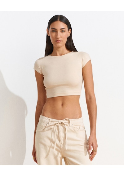 Dilvin 30528 Pamuk Ve Modal Karışımlı Crop Top-taş Taş