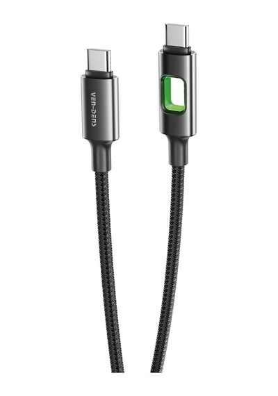 Ven-dens Vd-dc12cc 60 W Pd Type-c To Type-c Hızlı Şarj Ve Veri Kablosu, 1 Metre, Naylon Örgü, Siyah