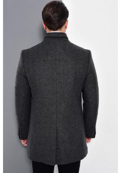 Plt8386 Dewberry Erkek Palto-desenli Antrasit