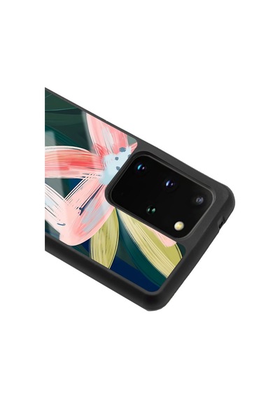 Samsung Uyumlu S20 Plus Suluboya Çiçek Tasarımlı Glossy Telefon Kılıfı Çok Renkli