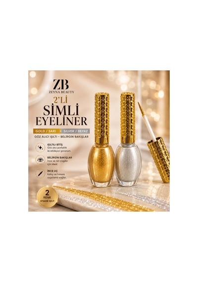 2'li Simli Eyeliner Sarı Beyaz Gold & Silver Beyaz - 292177545 Diğer
