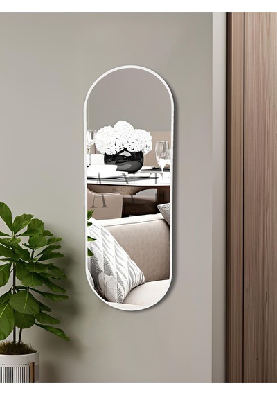 Model Alfa Dekoratif Ayna Duvar Aynası Konsol Aynası Mdf Elips Ayna 120x50 120 X 50 Beyaz