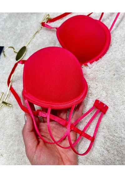 Le Jardin Valeria Biyeli Taşlı Mikro Push-up Arkası İp Detaylı Sü Nar Çiçeği