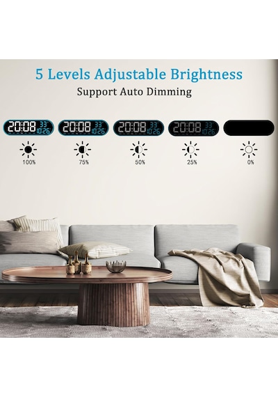 Usb İle Çalışan Led Duvar Saati Büyük Ekran, Geri Sayım, Alarm, Kumandalı, Sıcaklık,tarih Gösterimi Siyah