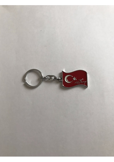 Bd Tekstil Türk Bayrağı Tasarım Kırmızı Renkli Anahtarlık