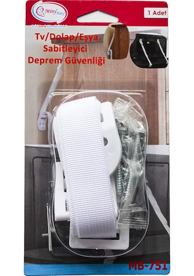 Miny Baby Eşya Sabitleyici Deprem Güvenliği Kayışı Beyaz 1 Adet