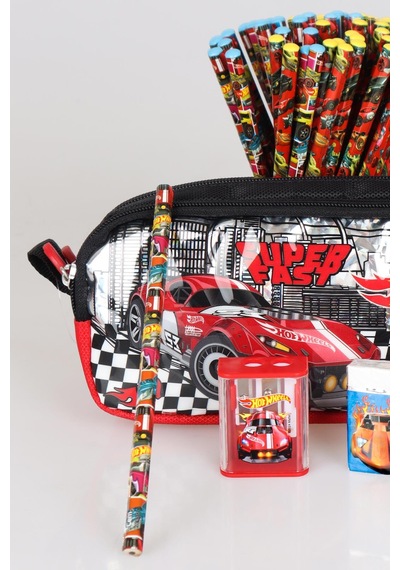 Yeni Sezon Lisanslı Hot Wheels Kalem Çantası,2 Adet Kurşun Kalem,silgi Ve Çift Bıçaklı Kalemtraş Kırtasiye Seti Diğer