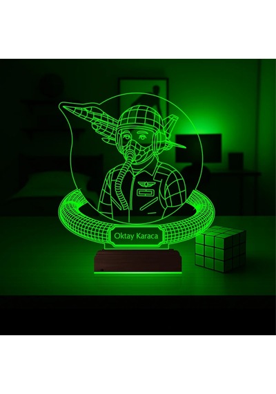 Luvivia Savaş Uçağı Uçak Pilot Kişiye Özel 3d Lamba - Masa Gece Lambası Şeffaf