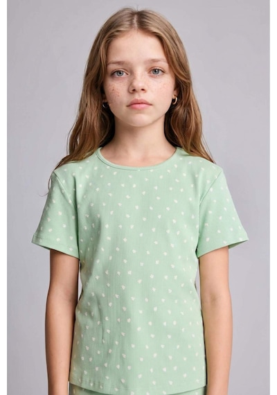 Defacto Regular Fıt Puantiyeli Fitilli Kaşkorse 2li Pijama Takımı Kız Çocuk H8103a826hsgn1136 Yeşil-gn1136